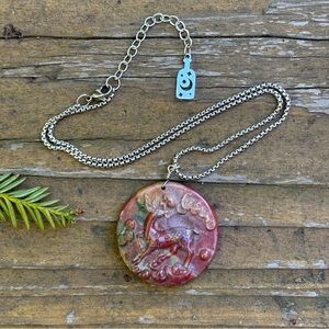 Handcrafted Ocean Jasper Deer Necklace - Symbol of Prosperity and Blessings